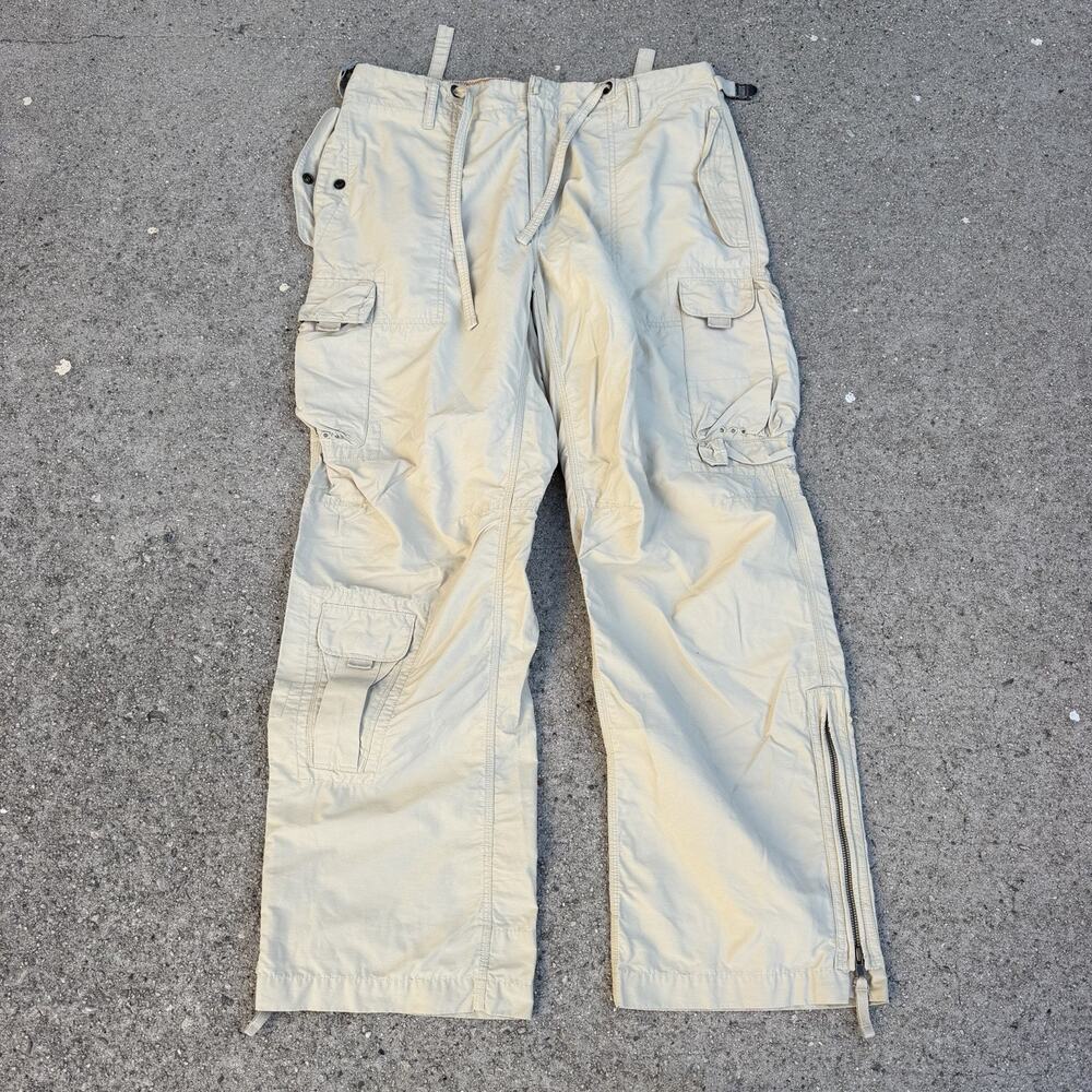 Vintage Y2K 2001 Gap Beige Cargo Paratrooper Pants Sz M Tactical Bondage